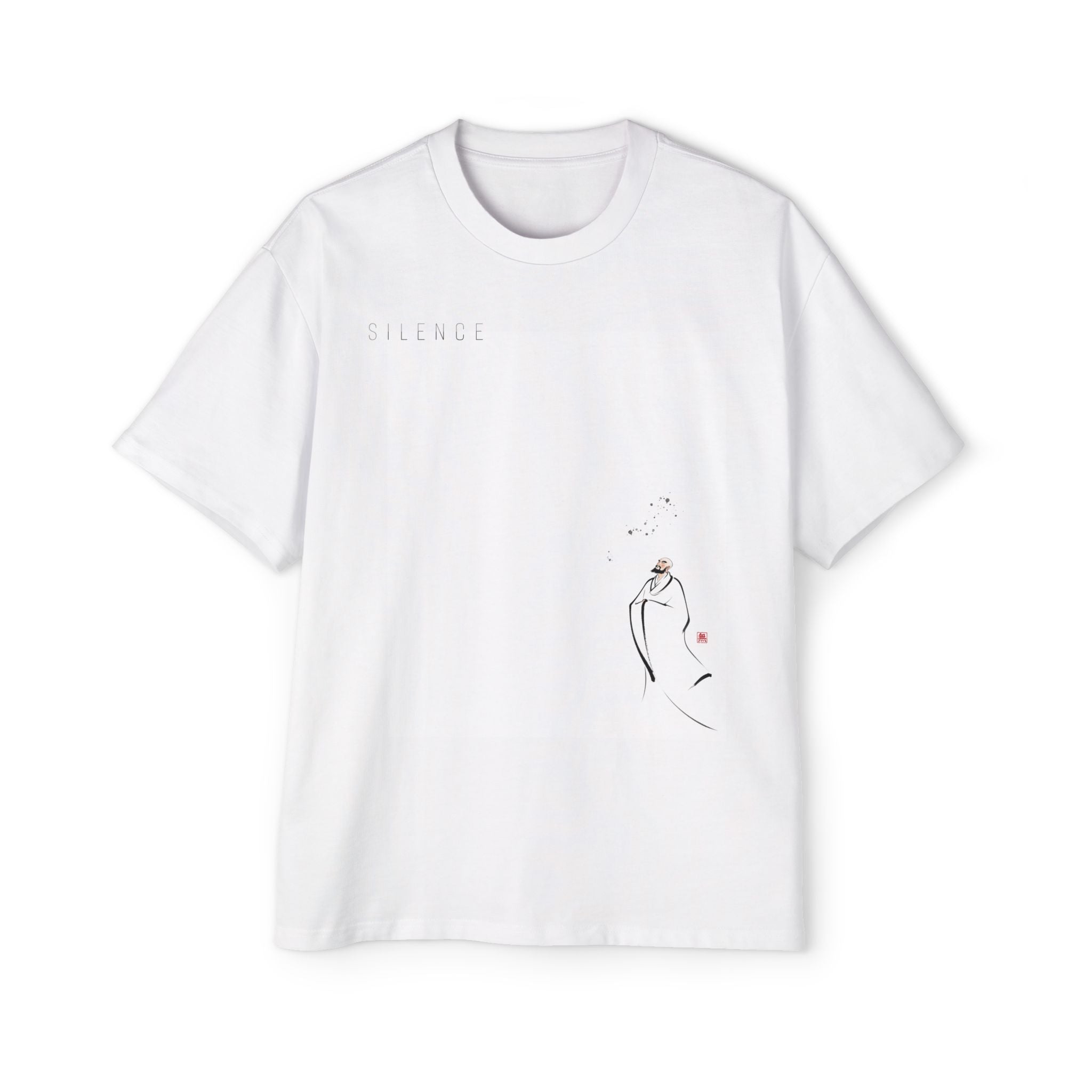 Silence Drift Oversized Tee | Chinese Ink Art Streetwear-09
