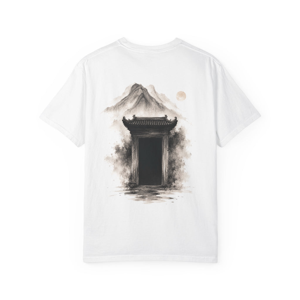 Chinese Ink Temple Oversized Tee | Silent Gate Zen Streetwear Shirt | NOIRELITH