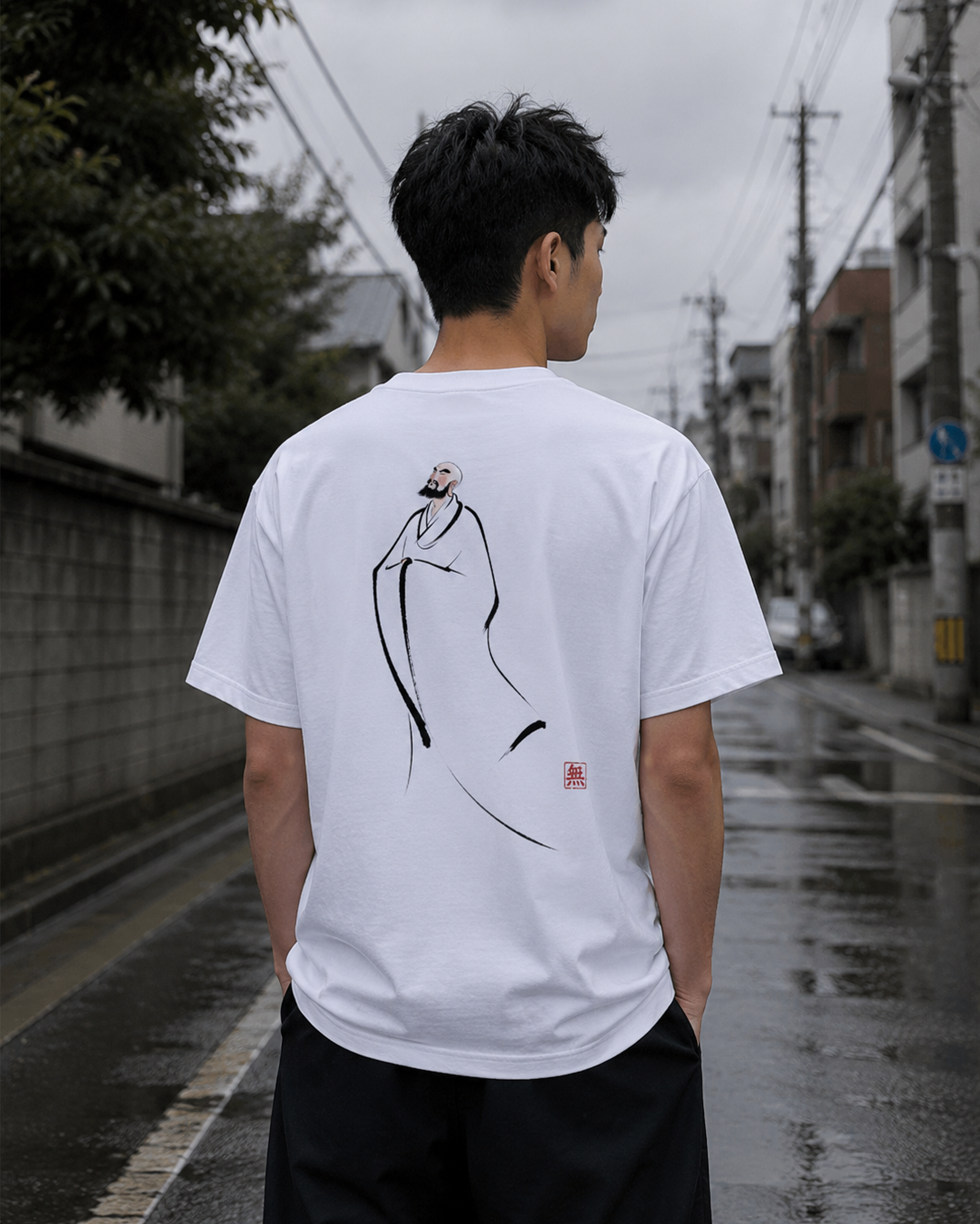 Silence Drift Oversized Tee | Chinese Ink Art Streetwear-09