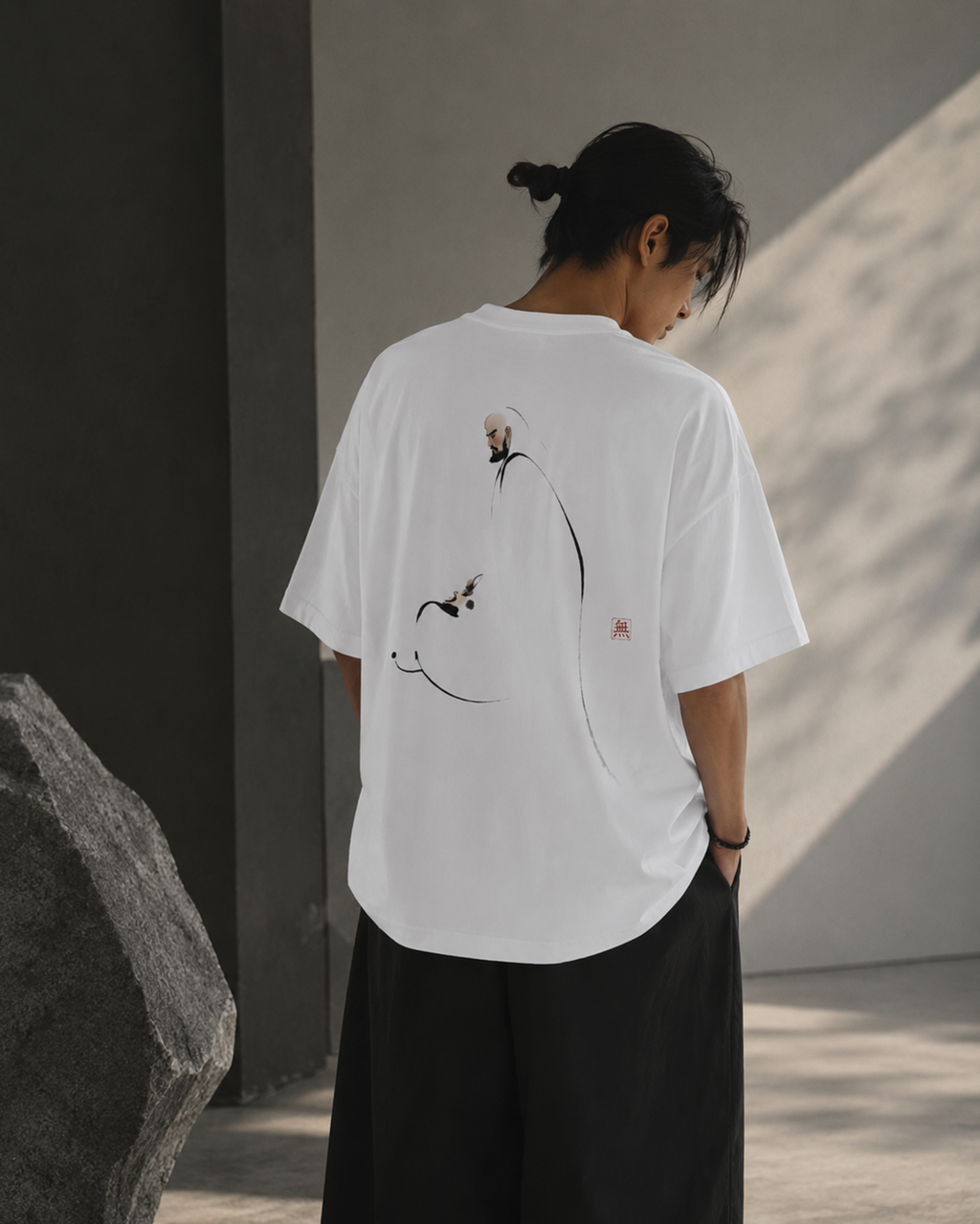 Silence Drift Oversized Tee | Chinese Ink Art Streetwear-10