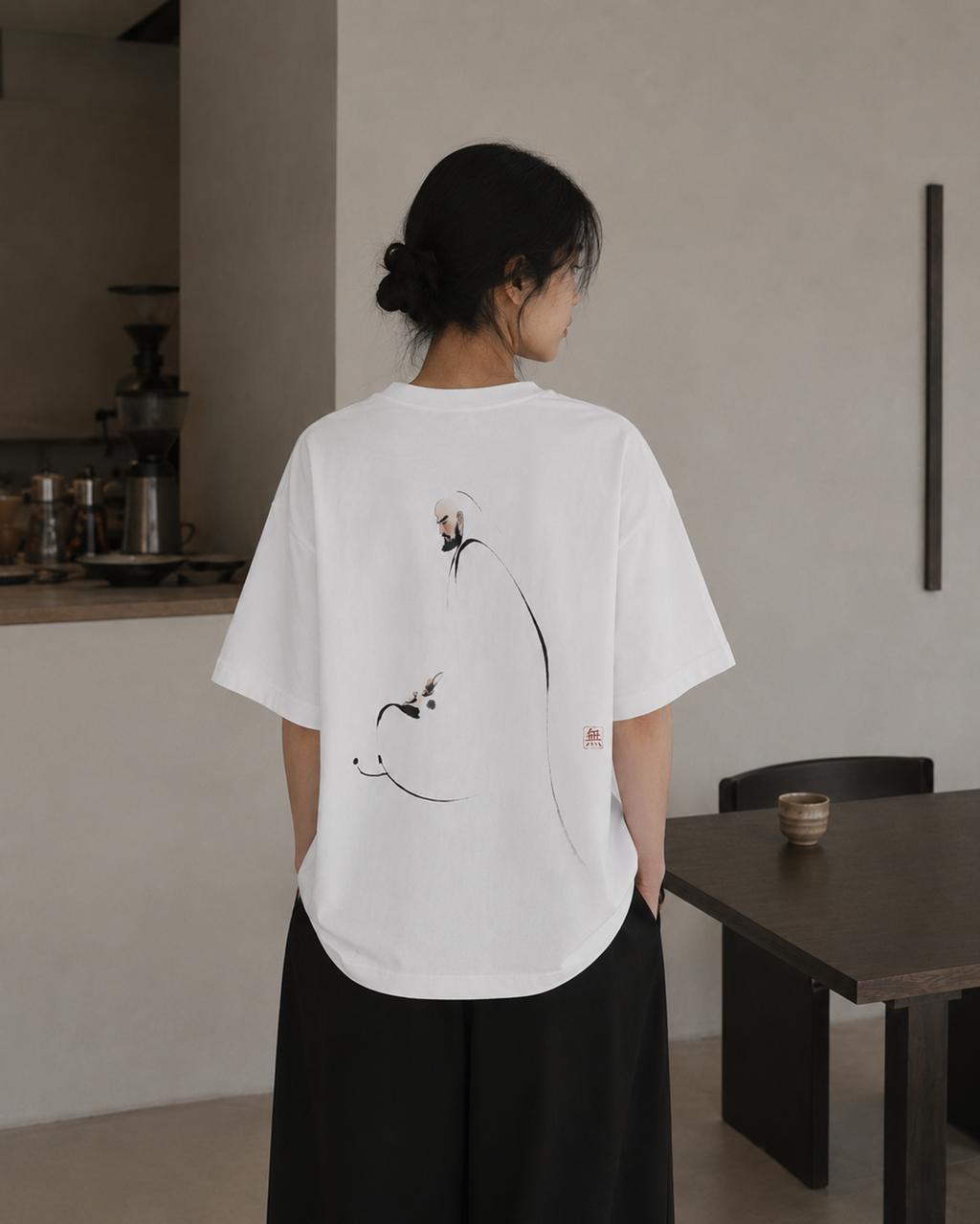 Silence Drift Oversized Tee | Chinese Ink Art Streetwear-10