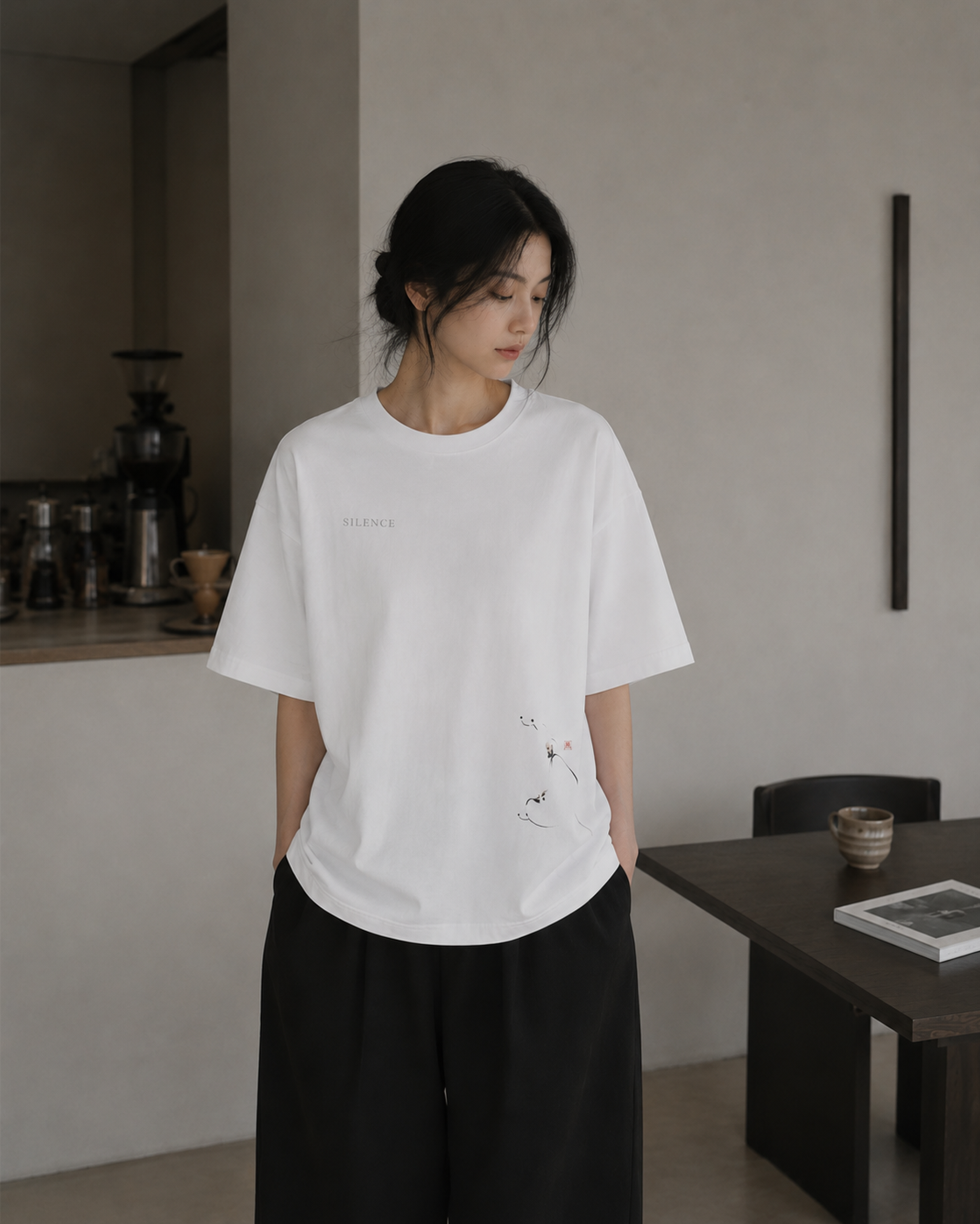 Silence Drift Oversized Tee | Chinese Ink Art Streetwear-10