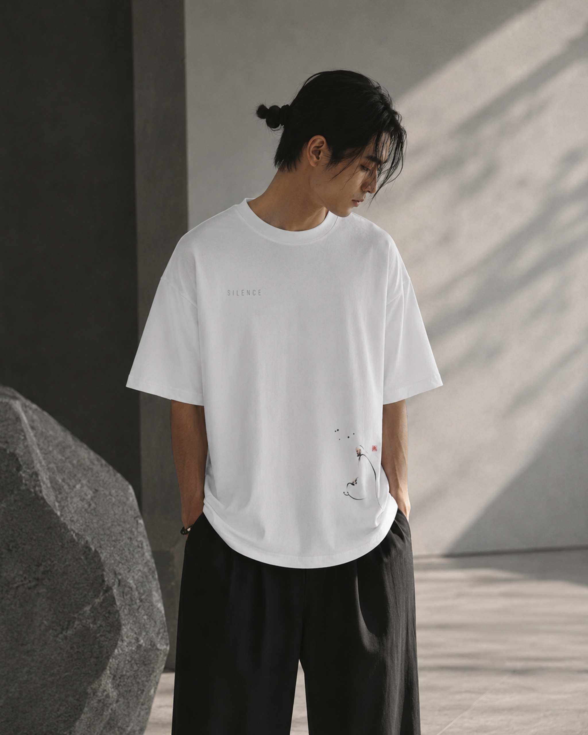 Silence Drift Oversized Tee | Chinese Ink Art Streetwear-10