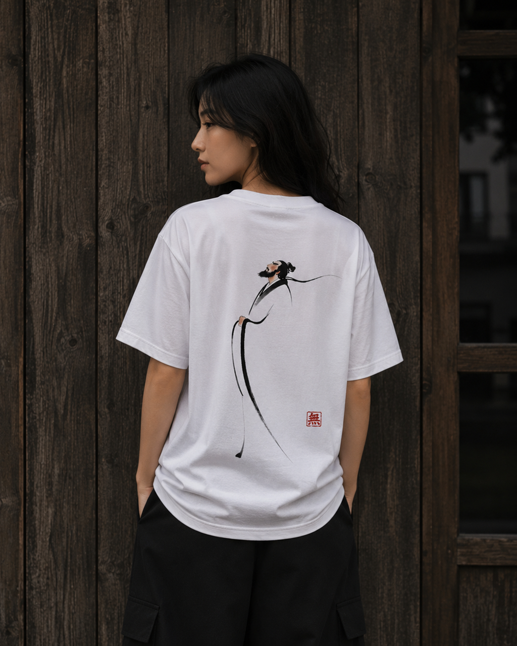 Silence Drift Oversized Tee | Chinese Ink Art Streetwear-08