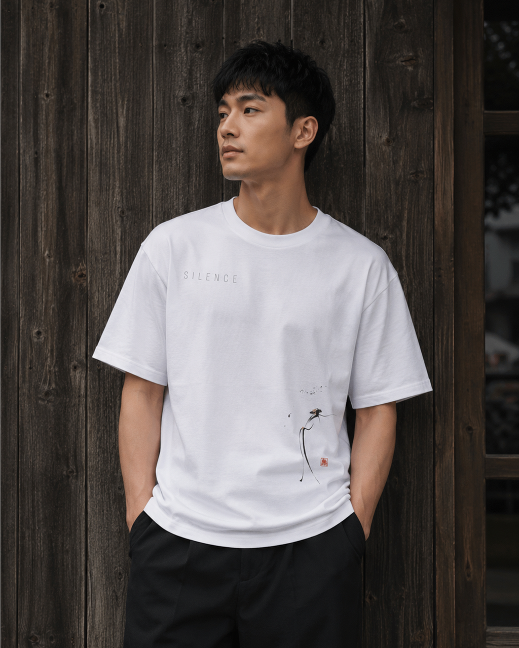 Silence Drift Oversized Tee | Chinese Ink Art Streetwear-08