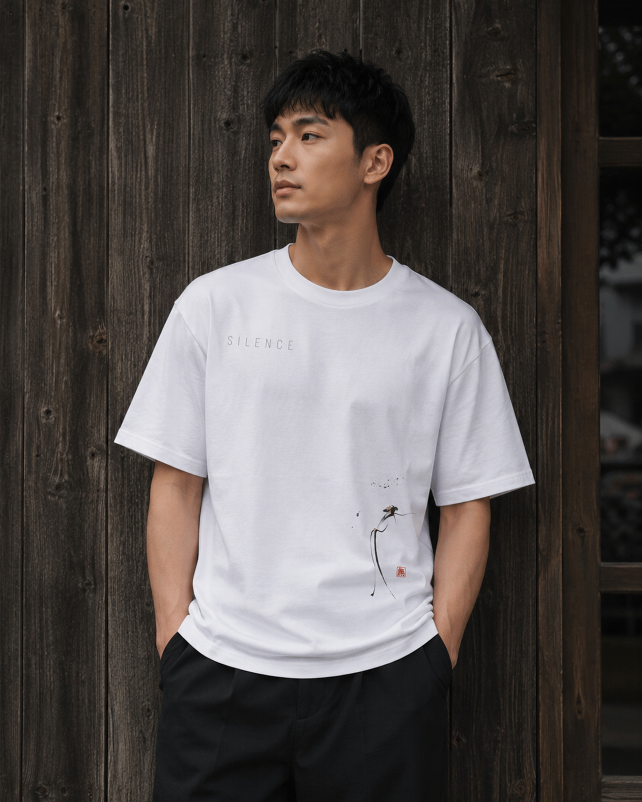 Silence Drift Oversized Tee | Chinese Ink Art Streetwear-08