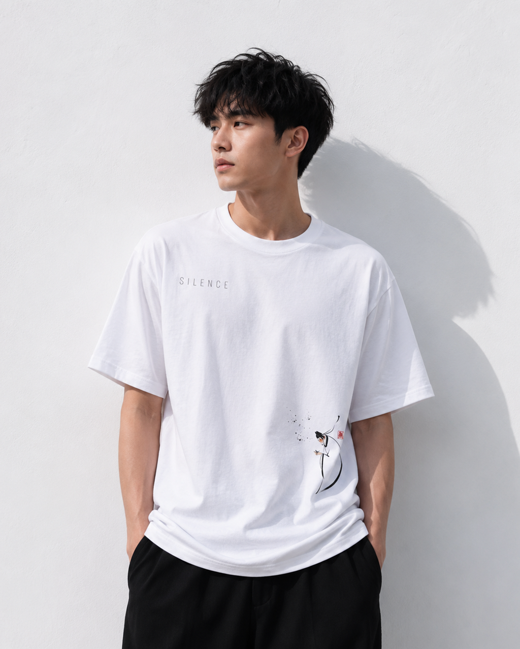 Silence Drift Oversized Tee | Chinese Ink Art Streetwear-07