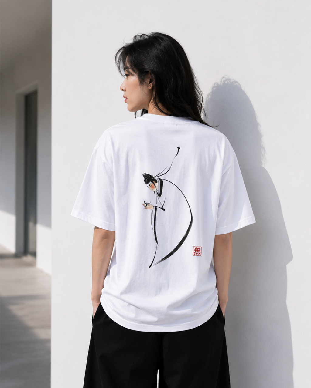 Silence Drift Oversized Tee | Chinese Ink Art Streetwear-07