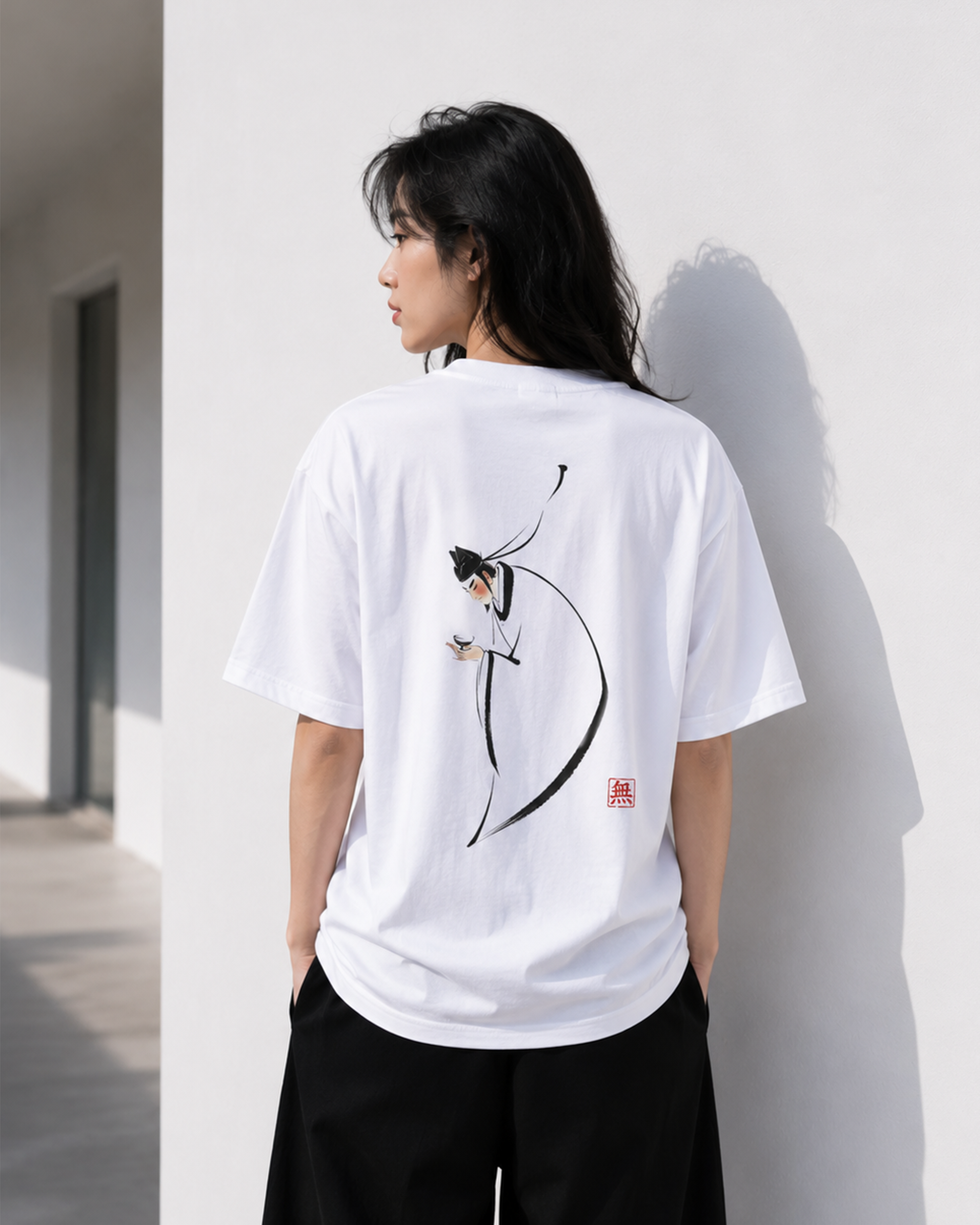 Silence Drift Oversized Tee | Chinese Ink Art Streetwear-07