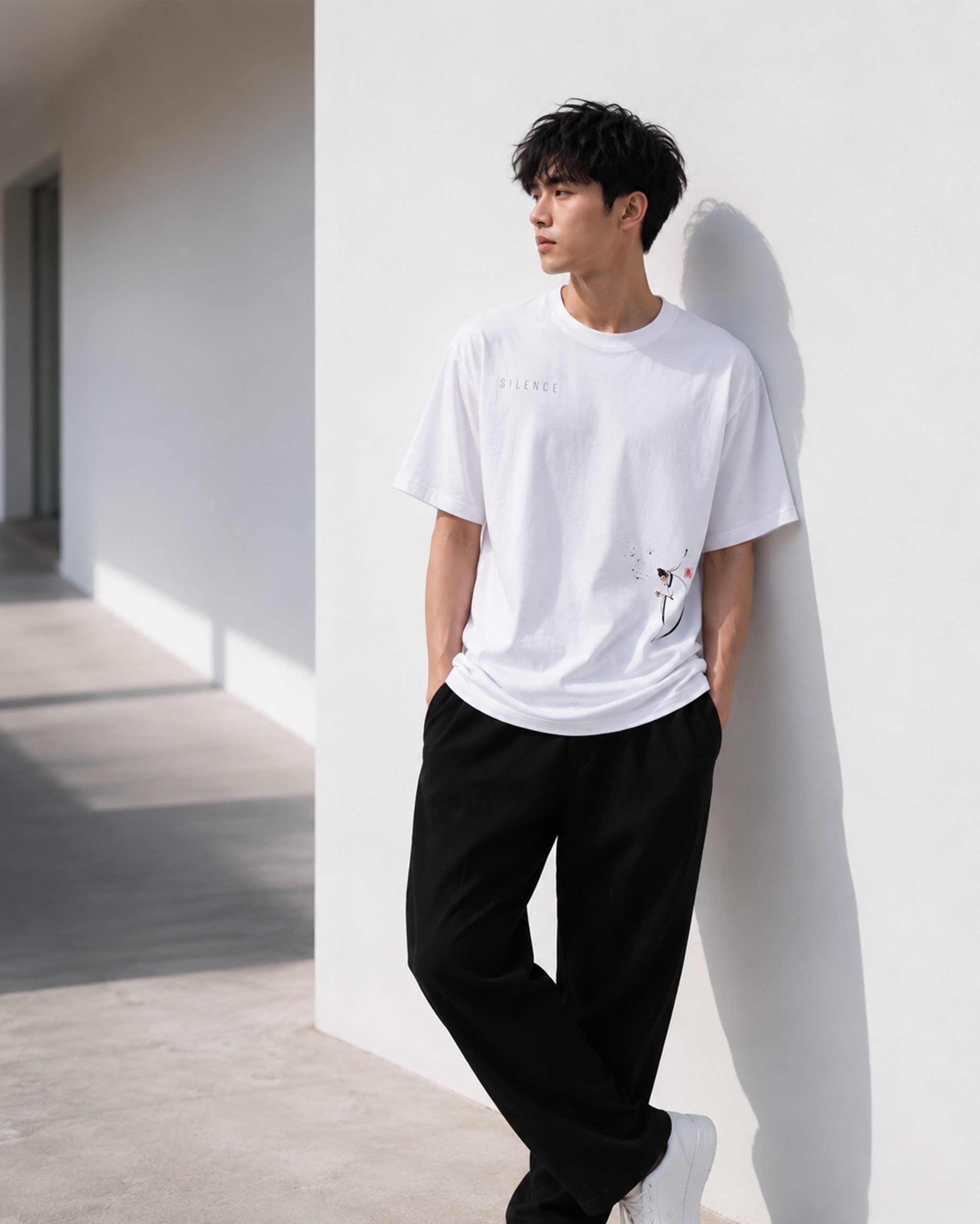 Silence Drift Oversized Tee | Chinese Ink Art Streetwear-07