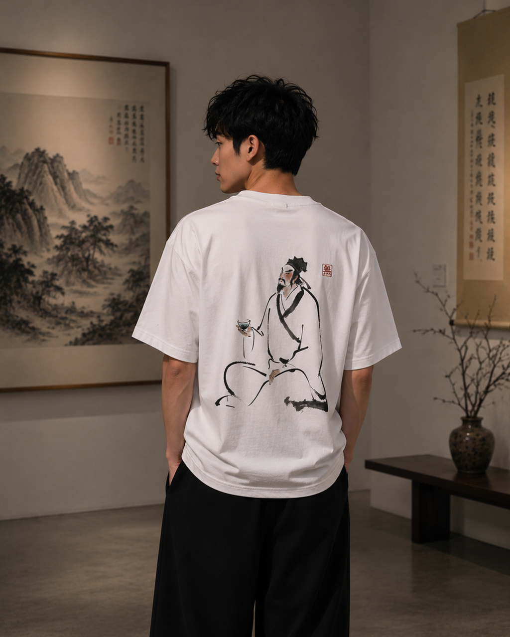 Silence Drift Oversized Tee | Chinese Ink Art Streetwear-06