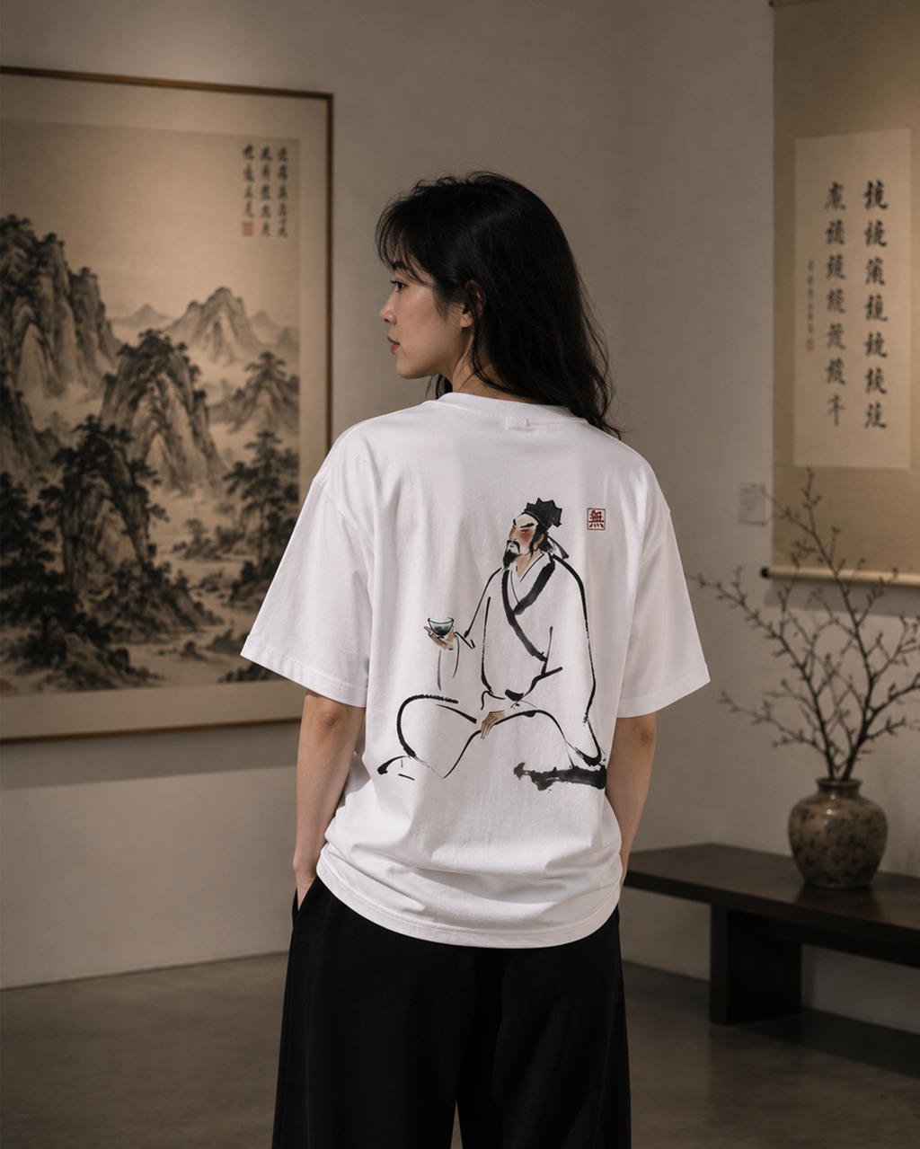Silence Drift Oversized Tee | Chinese Ink Art Streetwear-06