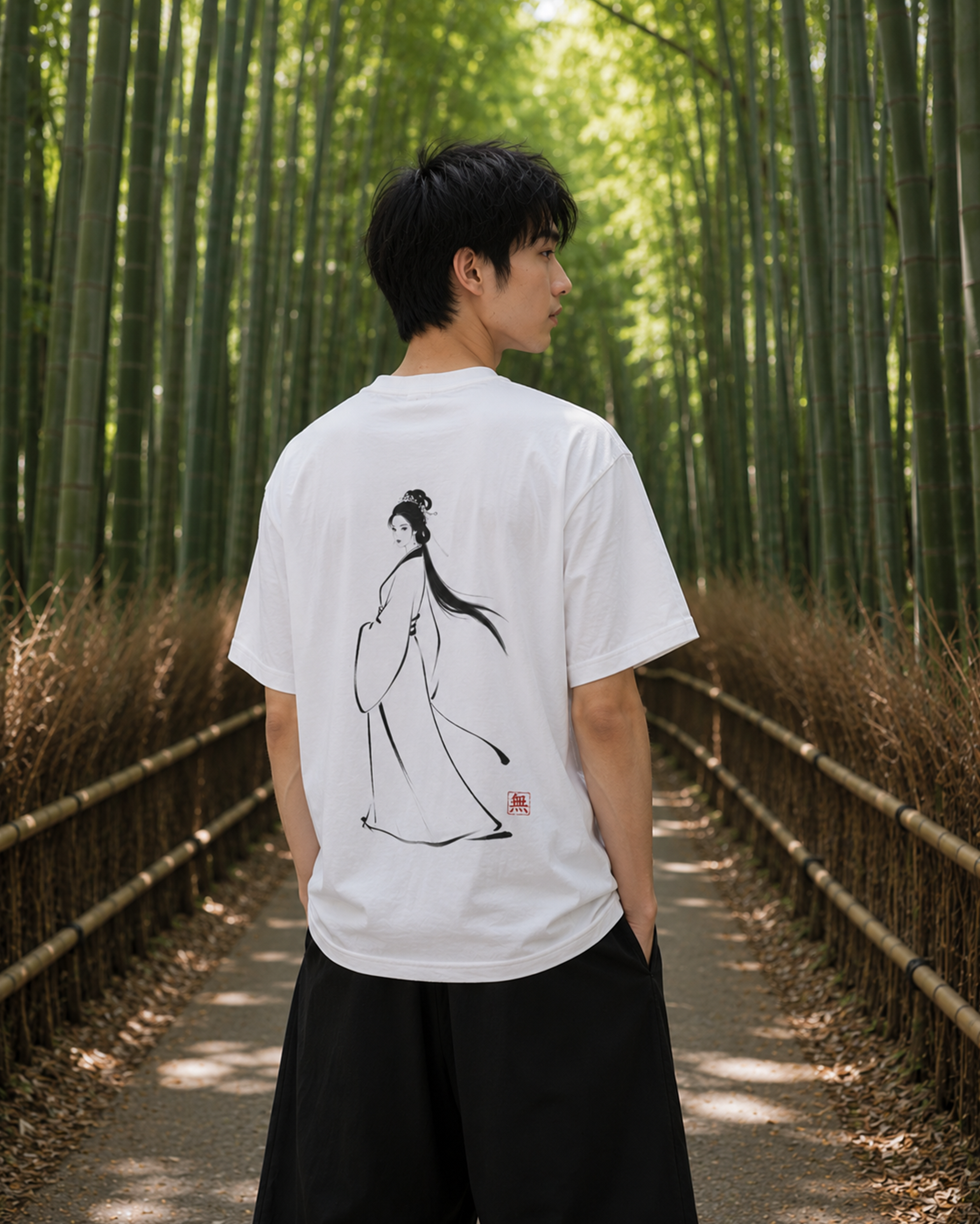 Silence Drift Oversized Tee | Chinese Ink Art Streetwear-04