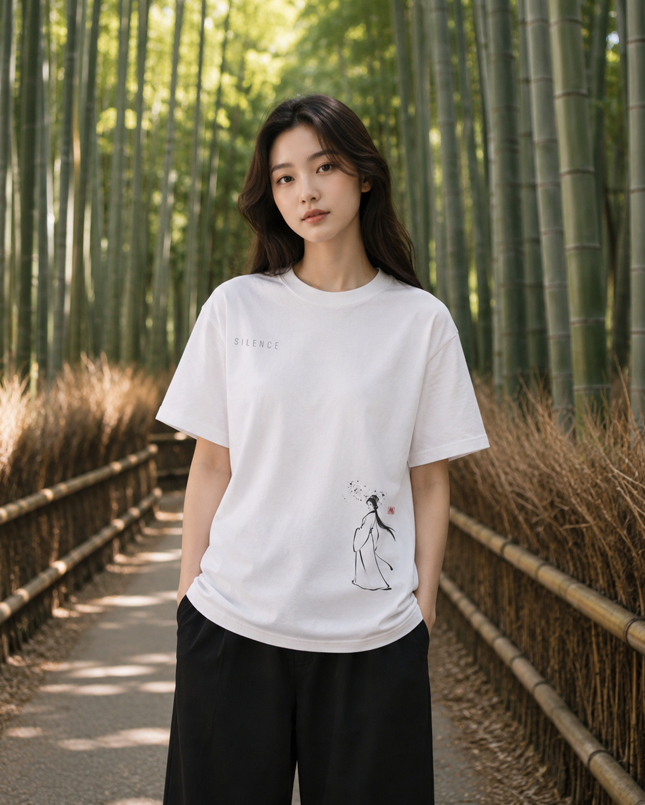 Silence Drift Oversized Tee | Chinese Ink Art Streetwear-04