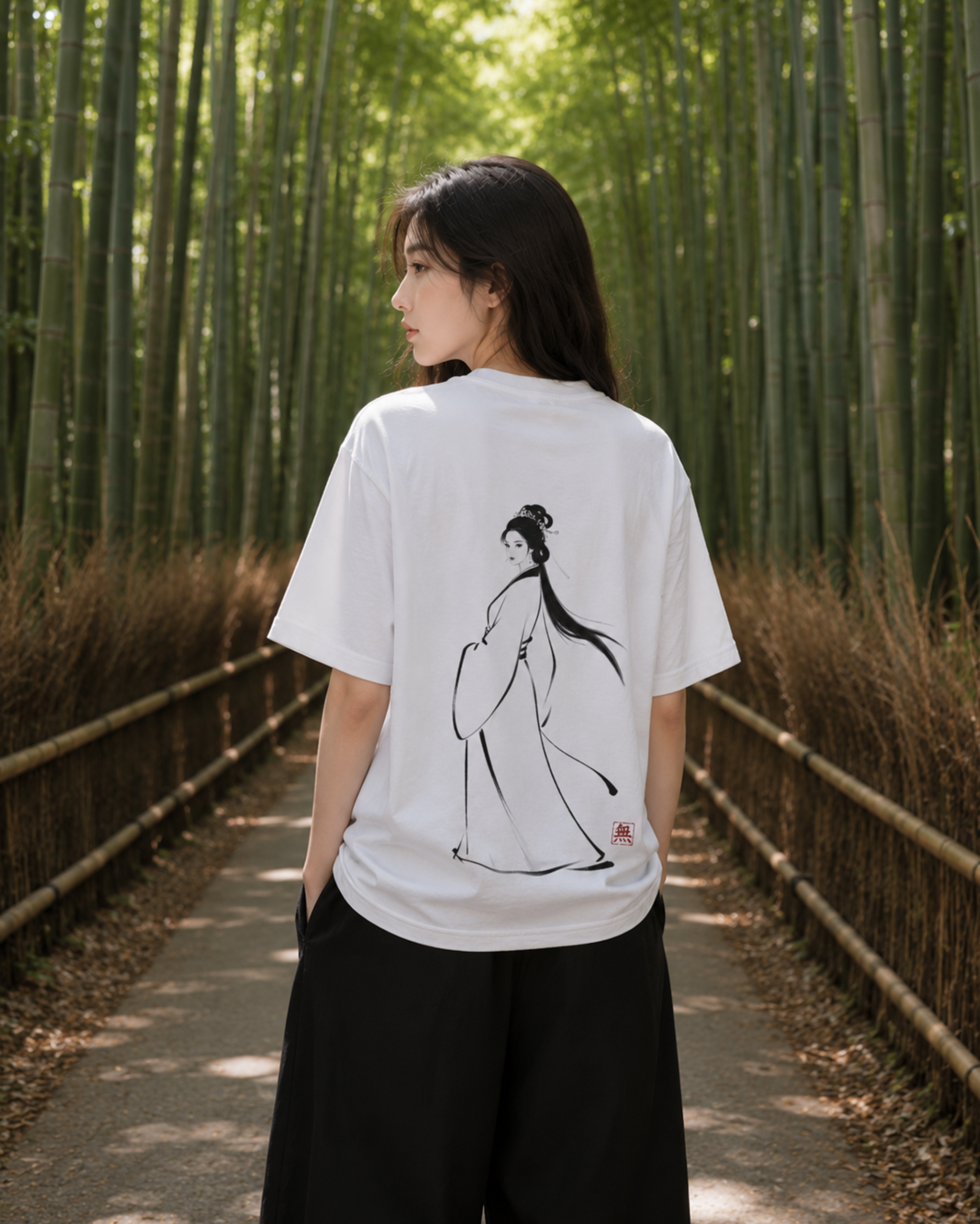 Silence Drift Oversized Tee | Chinese Ink Art Streetwear-04