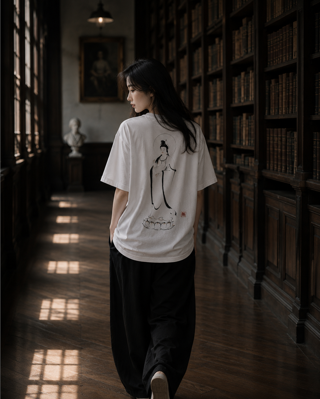 Silence Drift Oversized Tee | Chinese Ink Art Streetwear-03