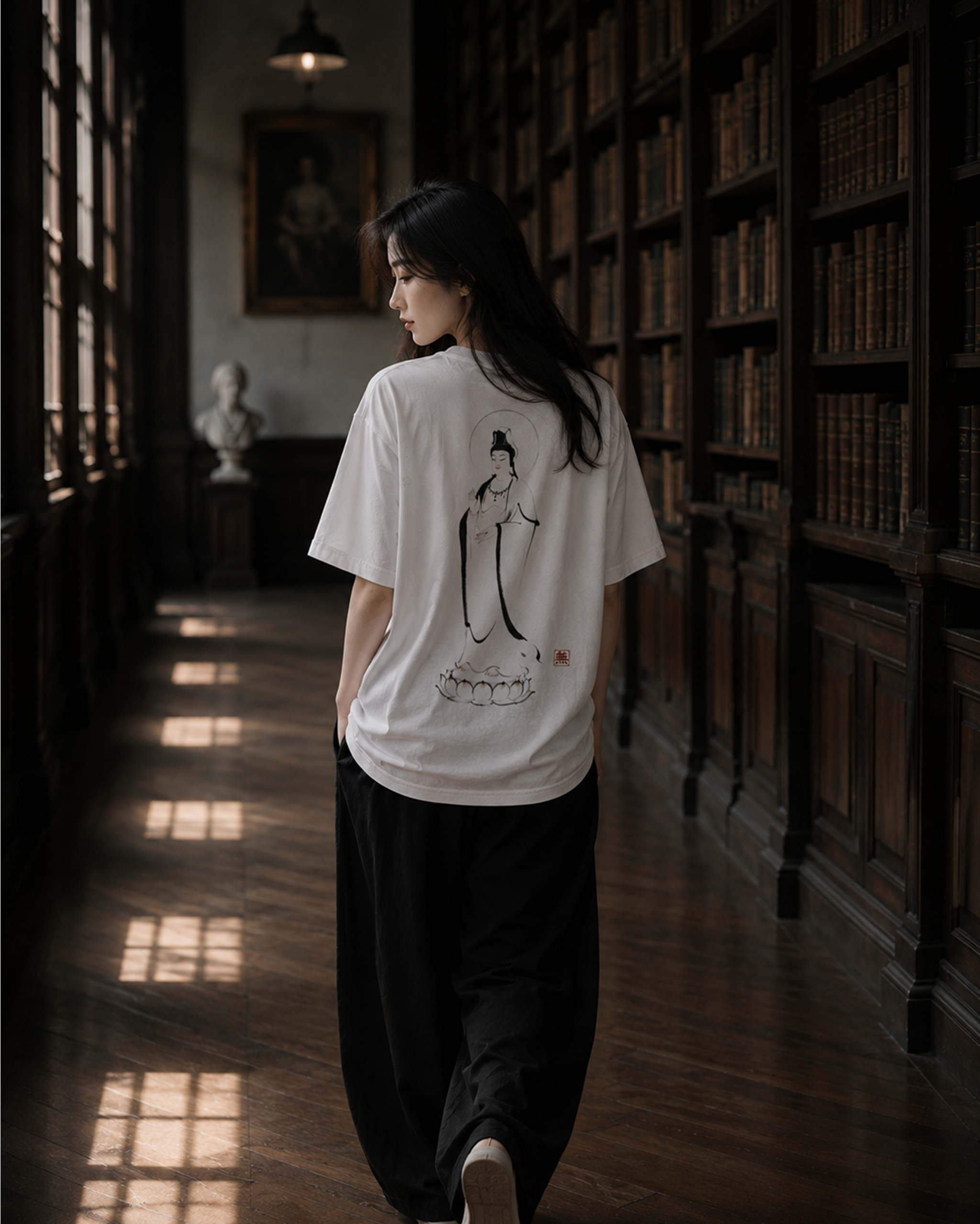 Silence Drift Oversized Tee | Chinese Ink Art Streetwear-03