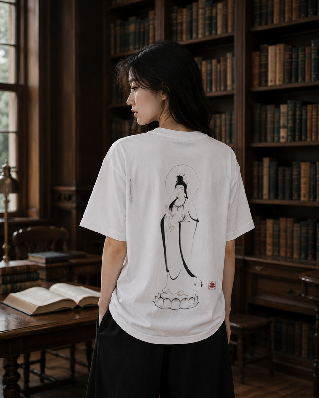 Silence Drift Oversized Tee | Chinese Ink Art Streetwear-03