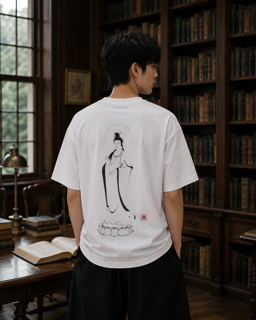 Silence Drift Oversized Tee | Chinese Ink Art Streetwear-03