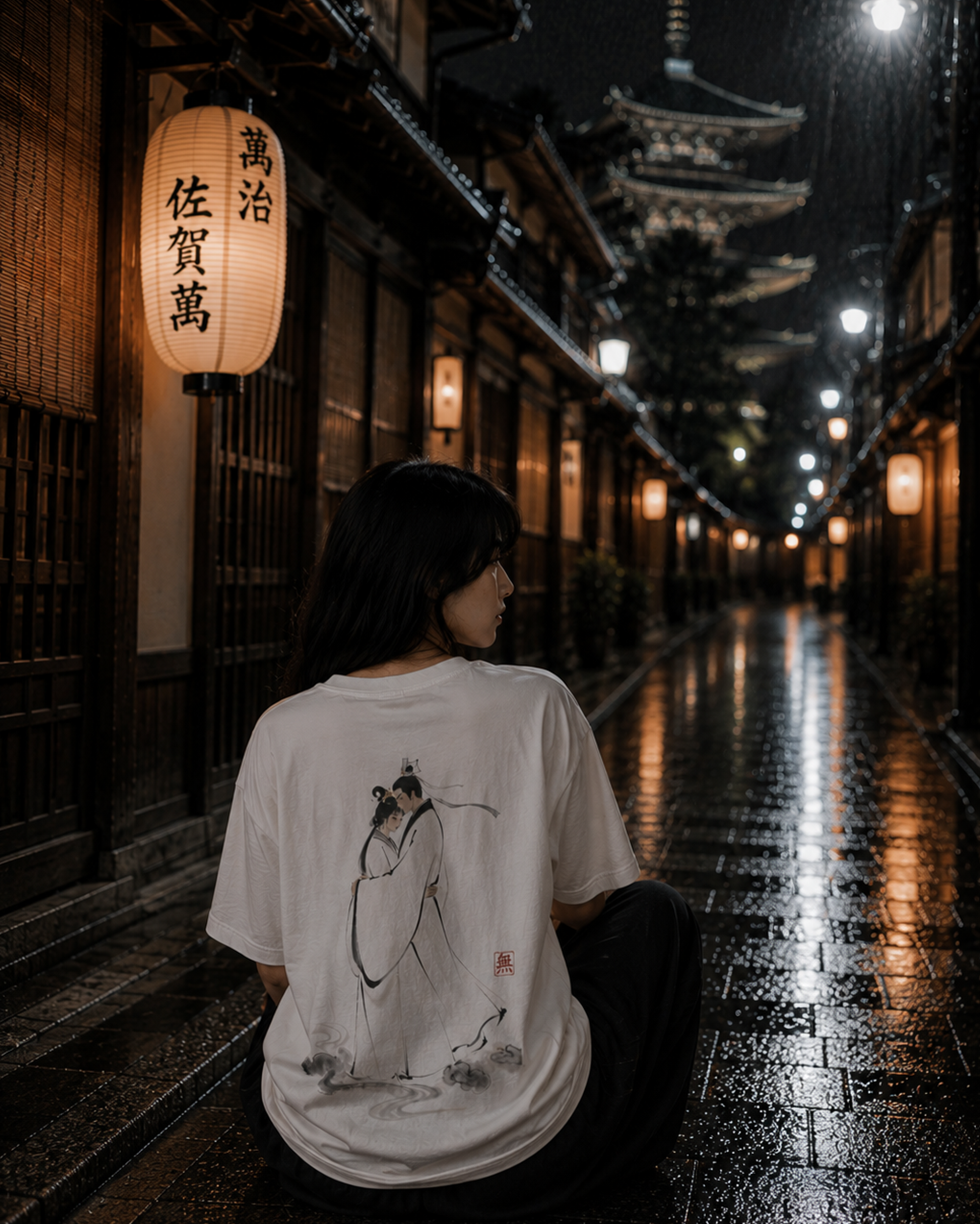Silence Drift Oversized Tee | Chinese Ink Art Streetwear-02