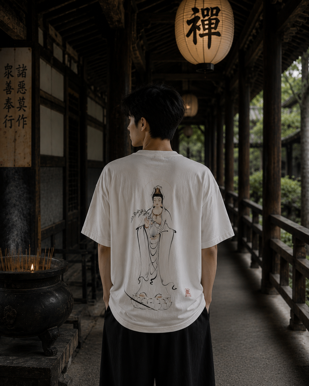 Silence Drift Oversized Tee | Chinese Ink Art Streetwear-01