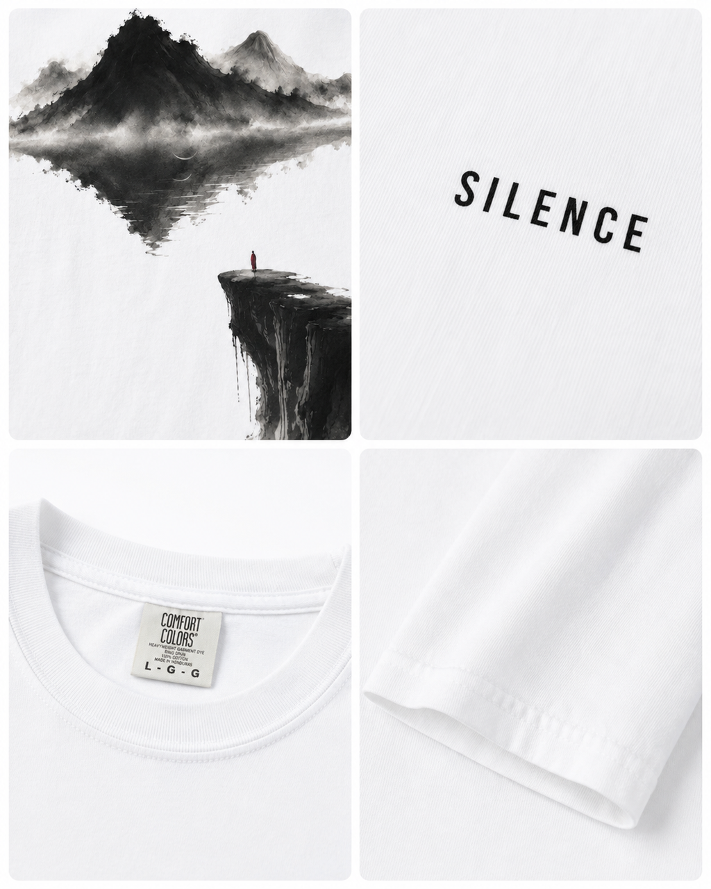 Abyss Cliff Ink Tee | Chinese Mountain Waterfall Temple Art Streetwear T-Shirt | Oversized Minimal Zen Aesthetic Shirt NOIRELITH