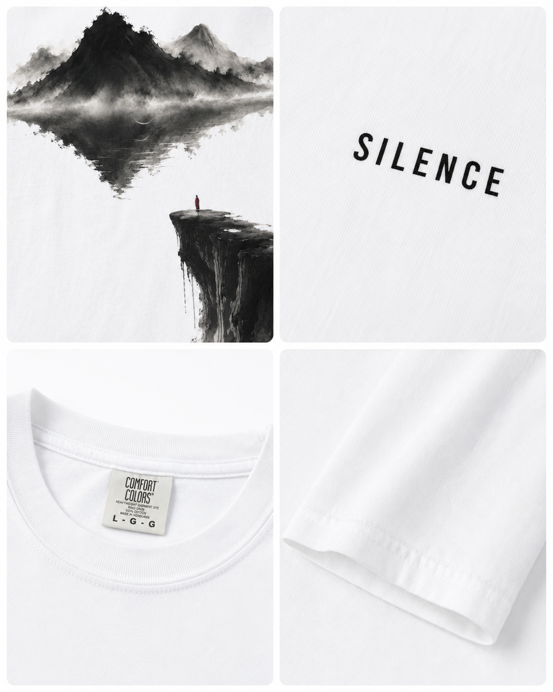 Abyss Cliff Ink Tee | Chinese Mountain Waterfall Temple Art Streetwear T-Shirt | Oversized Minimal Zen Aesthetic Shirt NOIRELITH