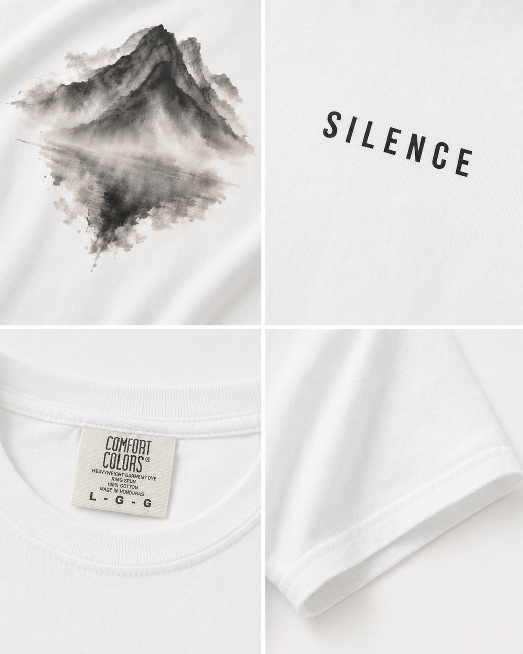 Silent Reflection Oversized Tee | Chinese Ink Mountain & Lake Art | Zen Minimal Streetwear | NOIRELITH