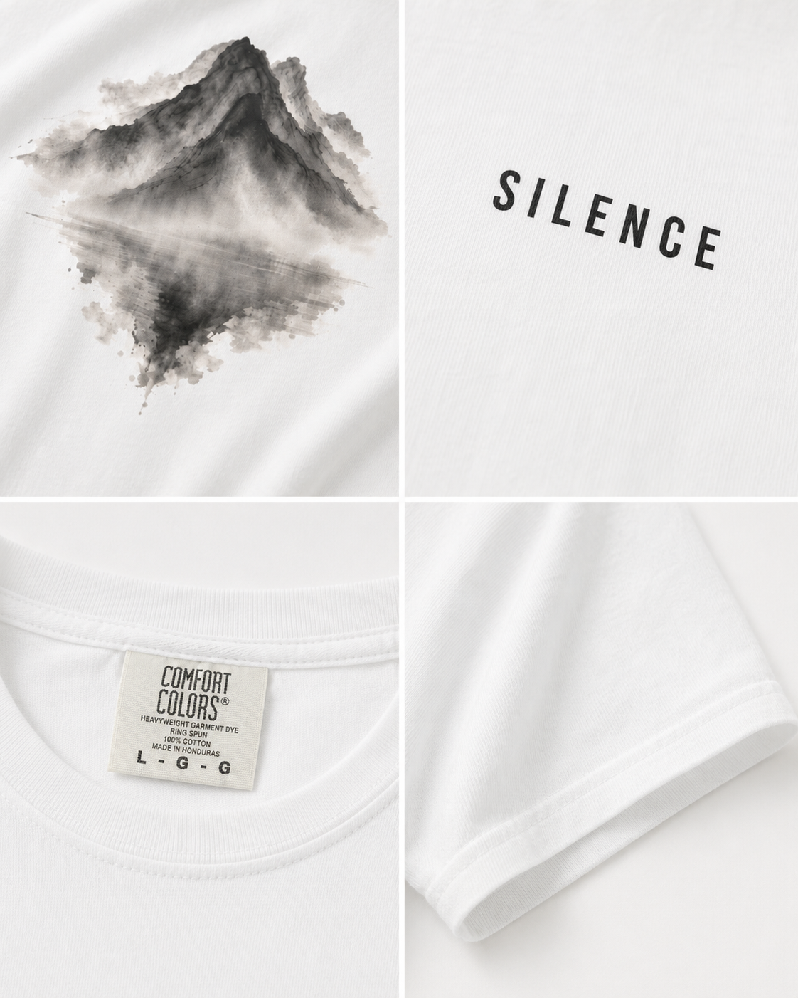 Silent Reflection Oversized Tee | Chinese Ink Mountain & Lake Art | Zen Minimal Streetwear | NOIRELITH