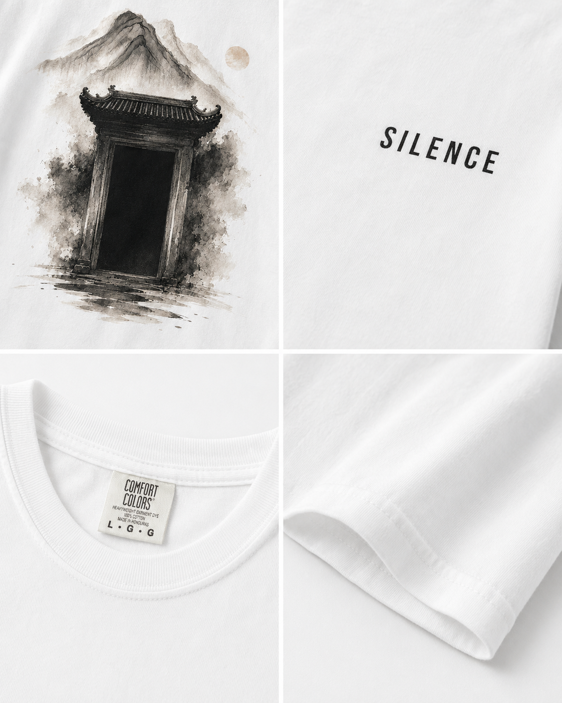 Chinese Ink Temple Oversized Tee | Silent Gate Zen Streetwear Shirt | NOIRELITH