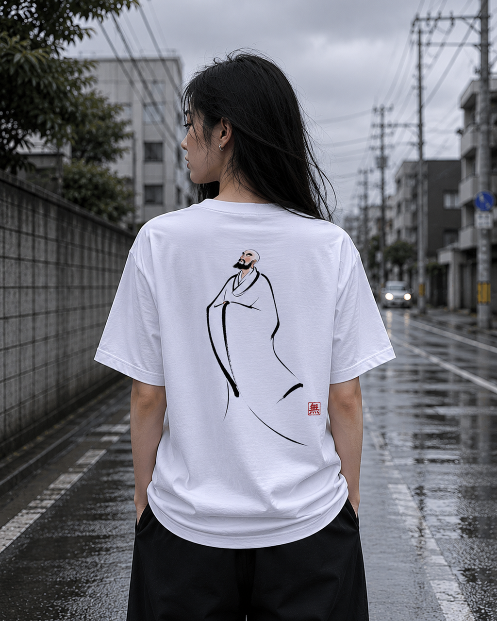 Silence Drift Oversized Tee | Chinese Ink Art Streetwear-09